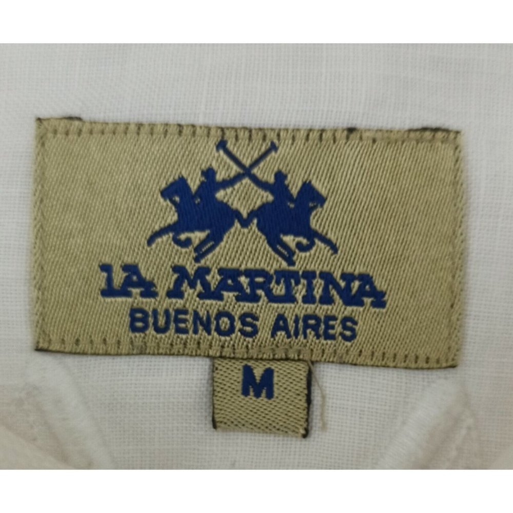 LA MARTINA Solid White Linen Long Sleeve Shirt Size M EC - Picture 2 of 8